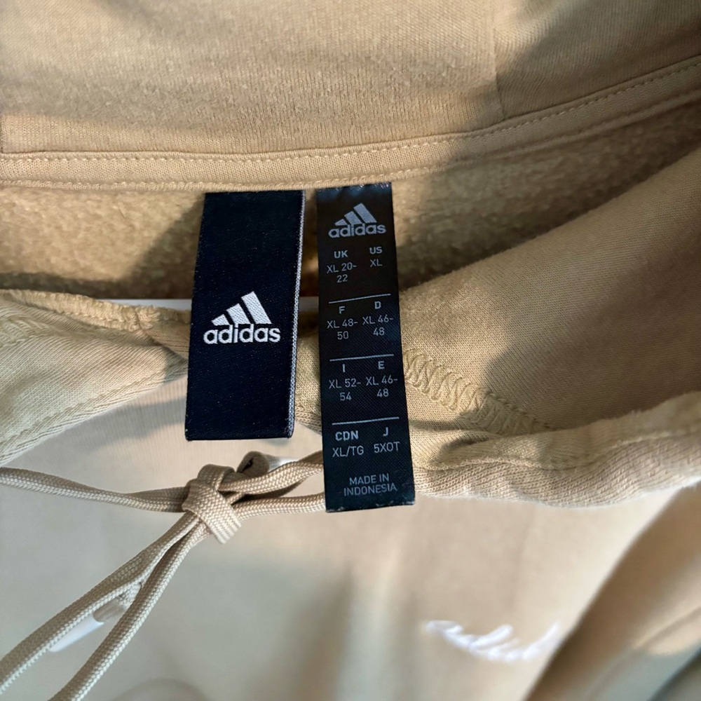 Adidas Script Beige Pullover Hoodie Women’s Size XL - Picture 7 of 7